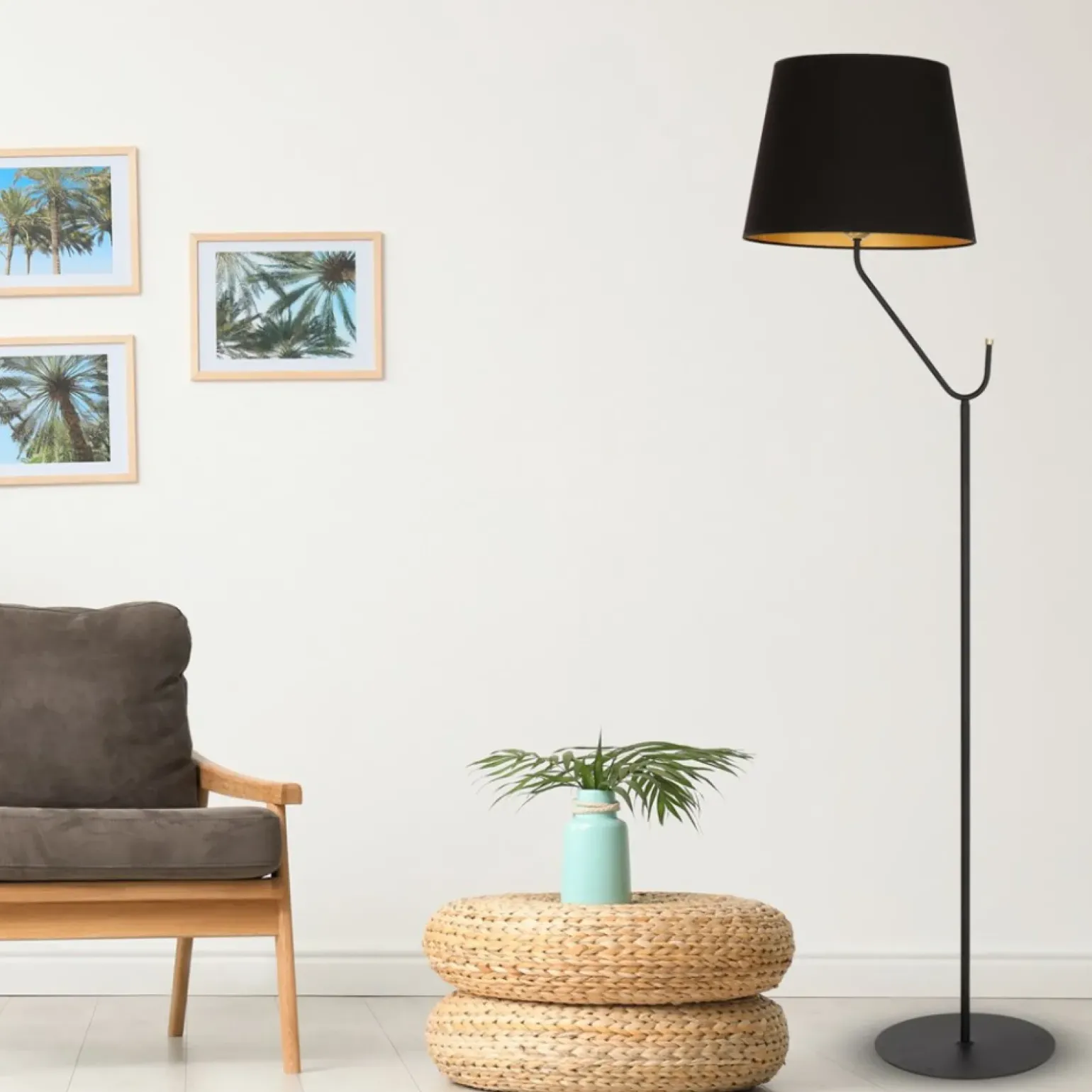 Sklep Kaja Niezwykła, czarna lampa podłogowa z abażurem MLP4915 z serii VICTORIA | Kaja Ośw