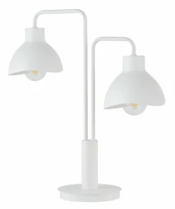 Sklep Kaja Nowoczesna, biała lampka stołowa z dwoma kloszami SIG 50331 HOLI