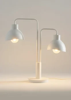 Sklep Kaja Nowoczesna, biała lampka stołowa z dwoma kloszami SIG 50331 HOLI