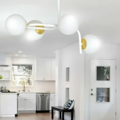 Store Nowoczesna, biało-złota lampa do sypialni 1033/4A RAGNAR | Kaja Żyrandole Nowoczesne