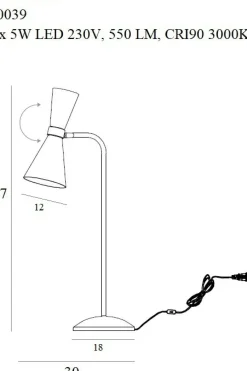 Sklep Kaja Nowoczesna, designerska lampka biurkowa MX T0039 CORNET | Kaja