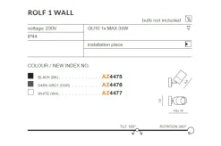 Sklep Kaja Nowoczesna lampa ścienna reflektor do holu AZ4477 ROLF | Kaja