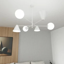 Cheap Nowoczesna lampa do oświetlenia salonu 1348/6 HERMES 6 WHITE | Kaja Żyrandole Nowoczesne