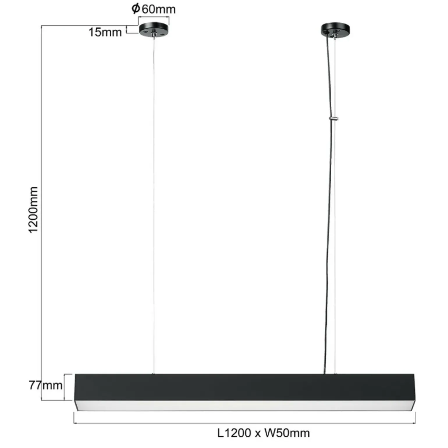 Discount Nowoczesna lampa nad wyspę 120cm LP-1401/1P L BK SMART LUCI L | Kaja Żyrandole Nowoczesne