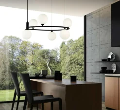 Store Nowoczesna lampa wisząca do kuchni MOD013PL-06B RING | Kaja Żyrandole Nowoczesne