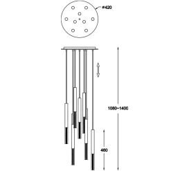 Online Nowoczesna lampa wisząca do salonu P0461-09L-P7SD z serii ONE | Kaja Żyrandole Nowoczesne