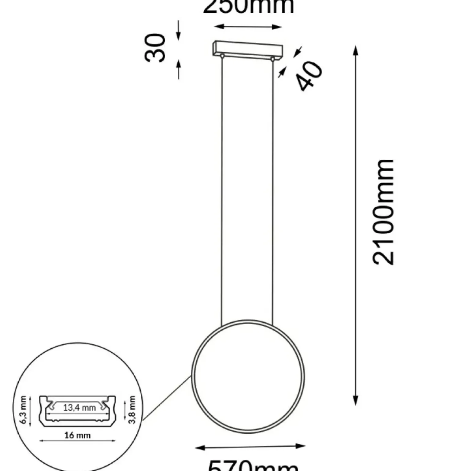 Best Sale Nowoczesna lampa wisząca obręcz ⌀57cm 4000K ANT 5305 AGARO | Kaja Żyrandole Nowoczesne