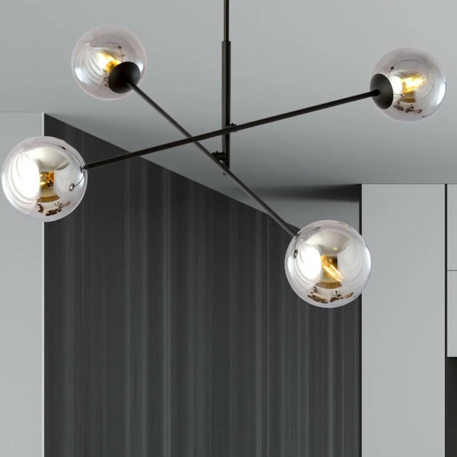 Best Nowoczesna lampa wisząca z grafitowymi kloszami 1167/4 LINEAR | Kaja Żyrandole Nowoczesne