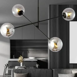 Best Nowoczesna lampa wisząca z grafitowymi kloszami 1167/4 LINEAR | Kaja Żyrandole Nowoczesne