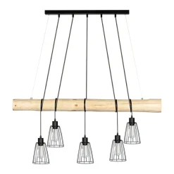 Store Nowoczesna lampa wisząca z drewnem 69214504 TRABO LONG | Kaja Żyrandole Nowoczesne