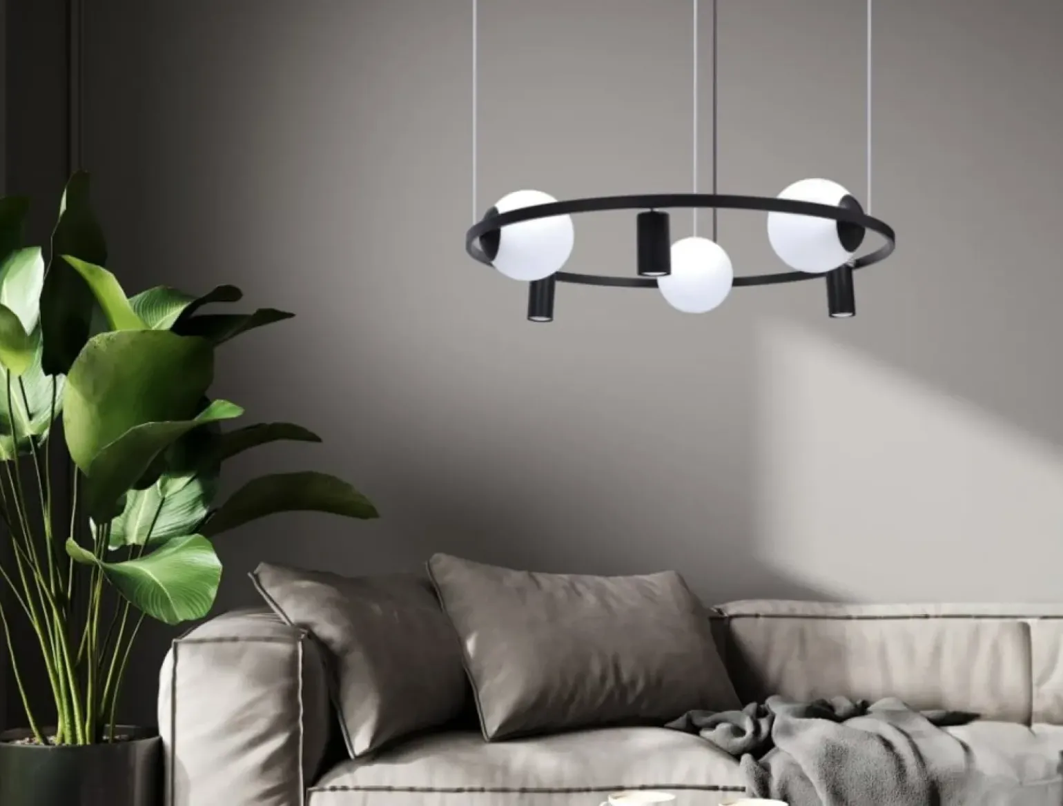 New Nowoczesna lampa wisząca z kloszami i spotami 5006 z serii ORBIT Żyrandole Nowoczesne