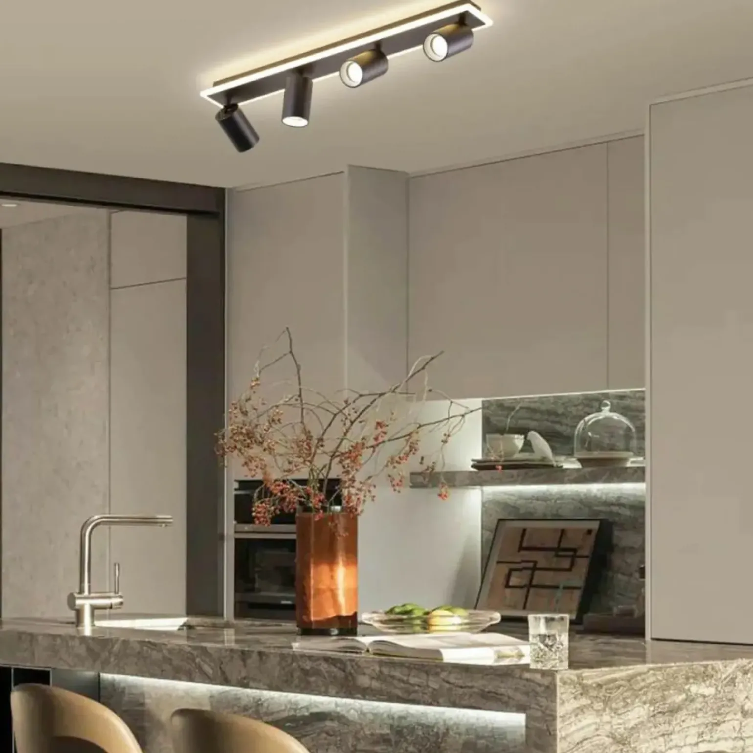 Shop Nowoczesna listwa LED z reflektorami LP-0612/4C BK PARMA | Kaja Żyrandole Nowoczesne