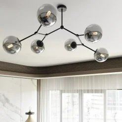 Best Sale Nowoczesna, szeroka lampa z ciemnymi kloszami 1134/6 SPACE | Kaja Żyrandole Nowoczesne