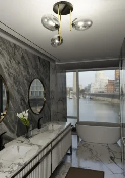 Store Nowoczesna, złoto-grafitowa lampa sufitowa 1274/3 z serii ARGO | Kaja Żyrandole Nowoczesne