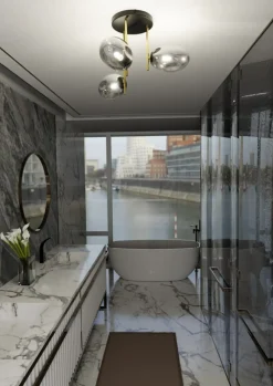 Store Nowoczesna, złoto-grafitowa lampa sufitowa 1274/3 z serii ARGO | Kaja Żyrandole Nowoczesne