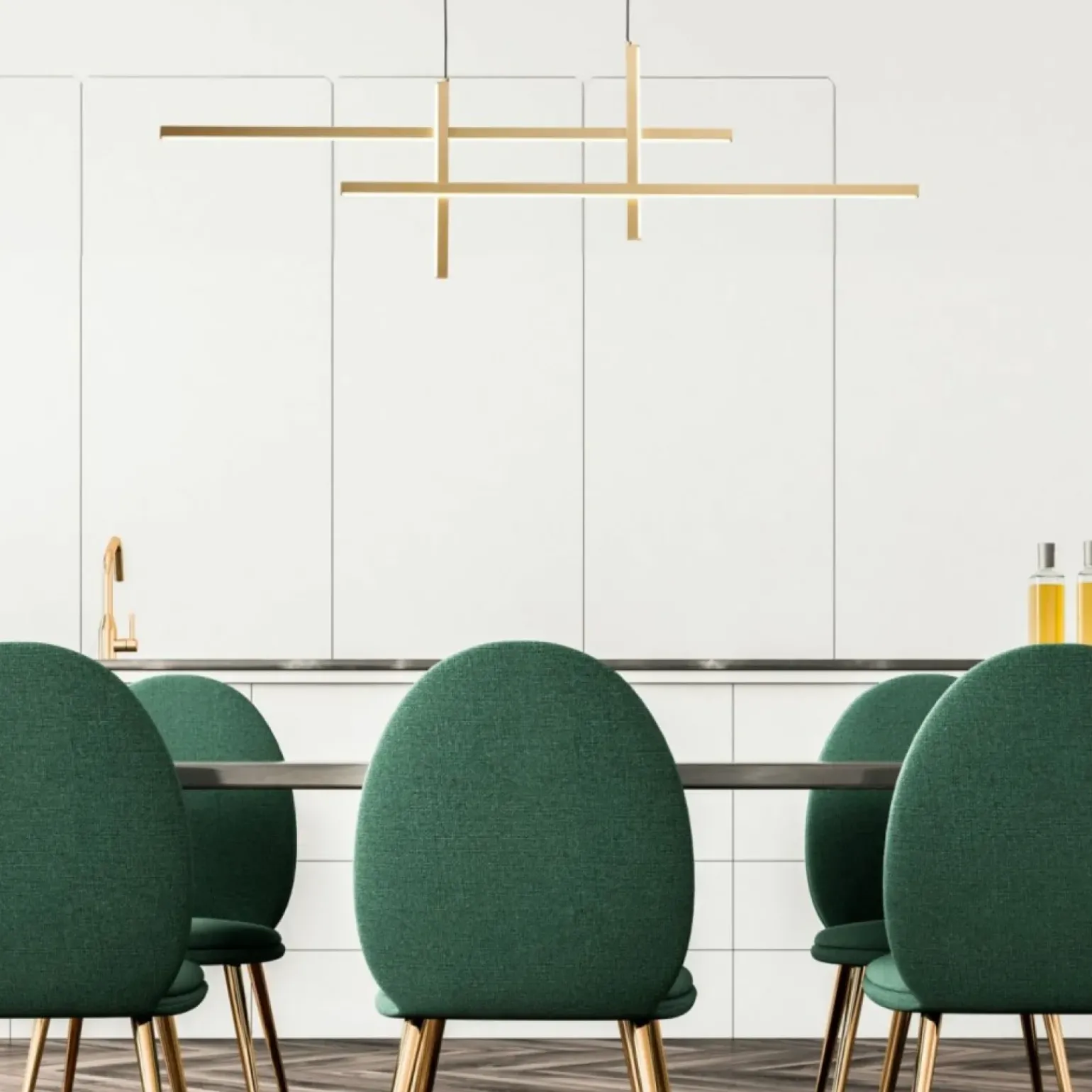 Hot Nowoczesne nad stół w salonie 22008P-BK/GD EDGE | Kaja Żyrandole Nowoczesne