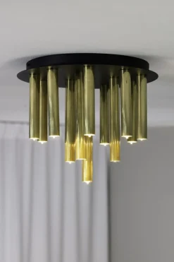 Sklep Kaja Nowoczesny, czarno-złoty plafon na bazie koła 108504 z serii GOCCE