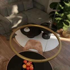 Hot Nowoczesny żyrandol LED do sypialni LP-033/1P S GD z serii MIDWAY Żyrandole Nowoczesne