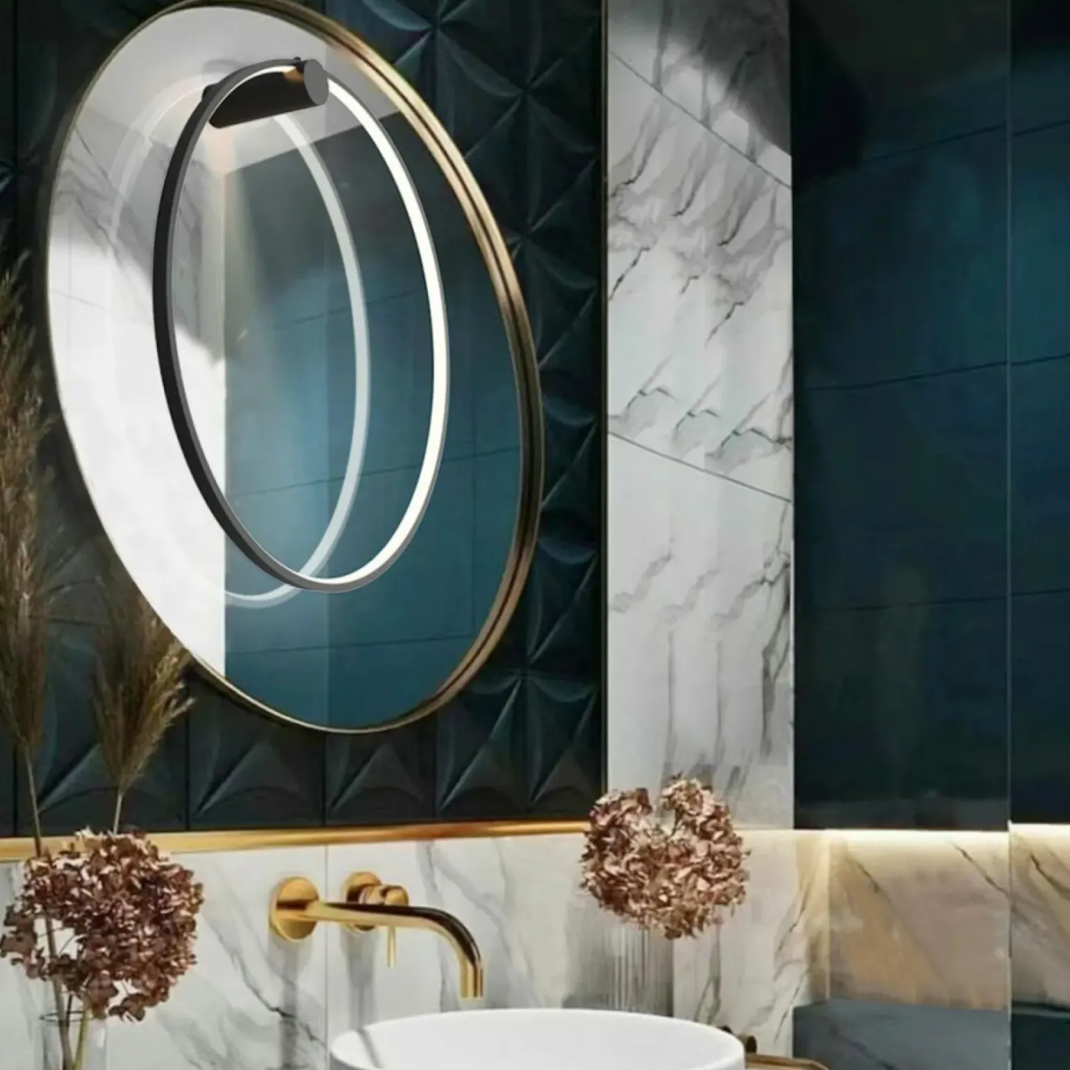 Sklep Kaja Obręcz ścienna, ledowy ring ⌀60 LP-999/1W S BK MIRROR | Kaja