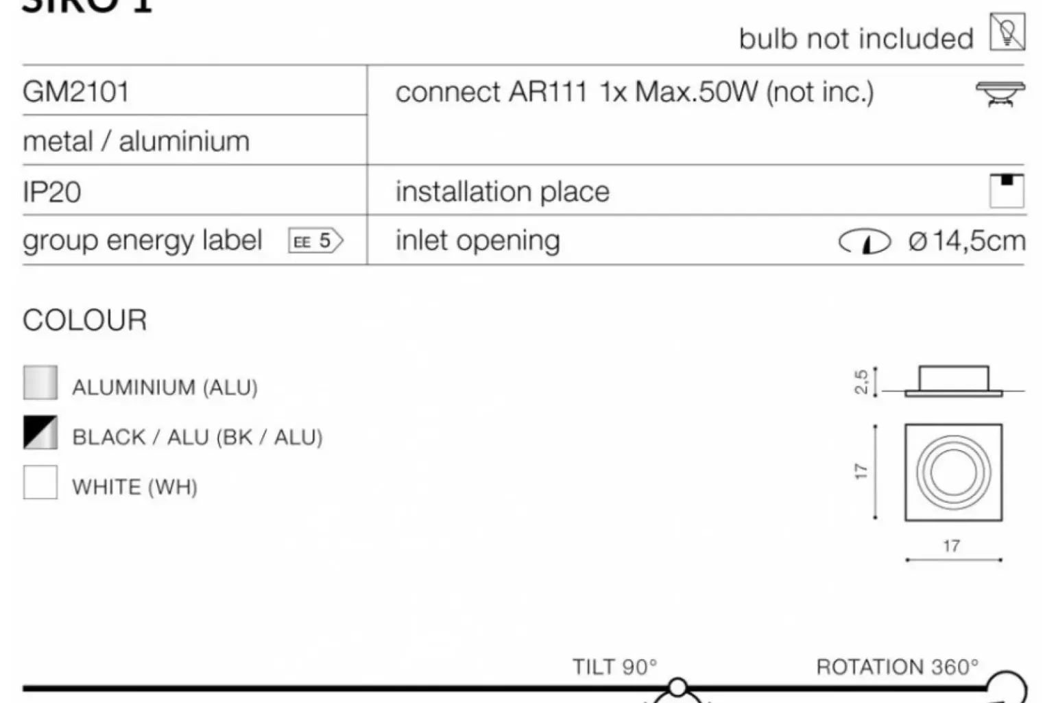 Sklep Kaja Oczko wpustowe ruchome źródło światła GU10 AZ2805 SIRO | Kaja