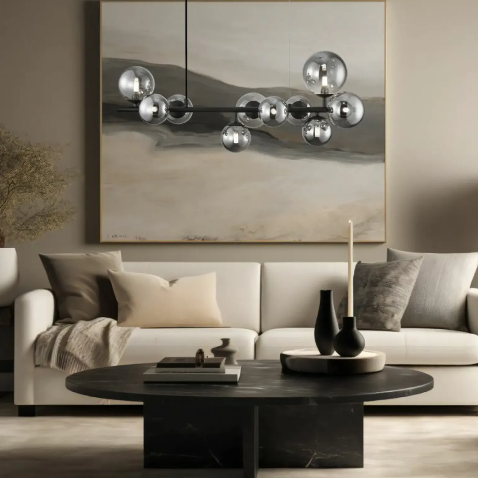 Store Okazała, czarna lampa wisząca nad stół w salonie ML0335 MILA | Kaja Żyrandole Nowoczesne