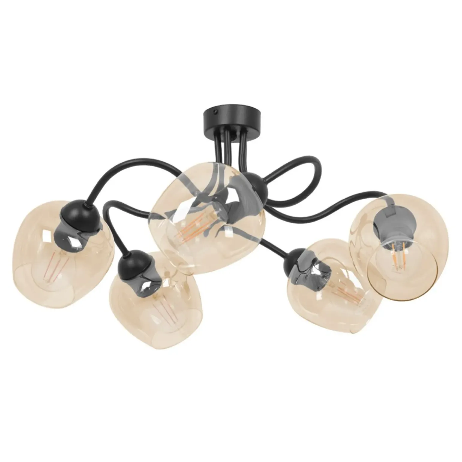 Best Okazała lampa sufitowa, pięć bursztynowych kloszy K-5191 z serii DIUNA Żyrandole Nowoczesne