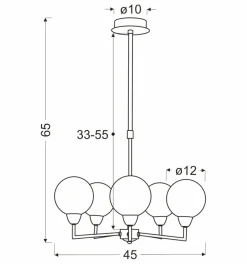 Best Sale Okazała lampa sufitowa z pięcioma kloszami 35-05458 z serii LOGOS | Kaja Oświetl Żyrandole Nowoczesne