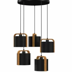 Best Sale Okazała lampa wisząca, pięć, czarnych abażurów LX 4132 z serii JONKO Żyrandole Nowoczesne