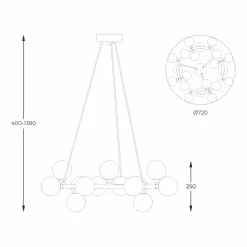 Best Sale Okazała lampa wisząca z 20 kloszami P0462-20C-F7AA BOBO | Kaja Żyrandole Nowoczesne