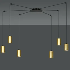 Cheap Okazała lampa wisząca z 6 złotymi tubami 526/6 | Kaja Oświetlenie Żyrandole Nowoczesne