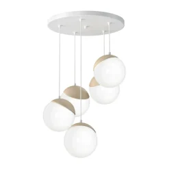 Cheap Okazała lampa wisząca z białymi kloszami MLP5426 z serii SFERA WOOD | Kaja Oświe Żyrandole Nowoczesne