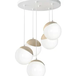 Cheap Okazała lampa wisząca z białymi kloszami MLP5426 z serii SFERA WOOD | Kaja Oświe Żyrandole Nowoczesne