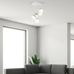Cheap Okazała lampa wisząca z białymi kloszami MLP5426 z serii SFERA WOOD | Kaja Oświe Żyrandole Nowoczesne