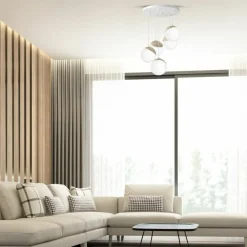 Cheap Okazała lampa wisząca z białymi kloszami MLP5426 z serii SFERA WOOD | Kaja Oświe Żyrandole Nowoczesne