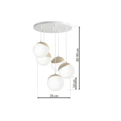 Cheap Okazała lampa wisząca z białymi kloszami MLP5426 z serii SFERA WOOD | Kaja Oświe Żyrandole Nowoczesne