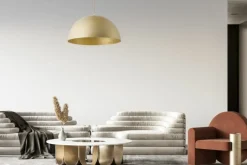 Clearance Okazała lampa wisząca ze złotym kloszem SIG 32293 z serii SFERA 50 ZŁ Żyrandole Nowoczesne