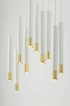 Cheap Okazała lampa z biało-złotymi tubami SIG 33392 z serii SOPEL GRAND Żyrandole Nowoczesne