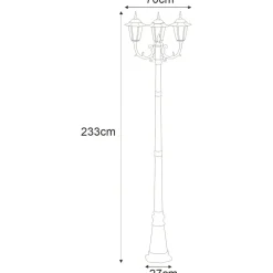 Sklep Kaja Okazała latarnia ogrodowa 233cm K-7009A2/3 CZ STANDARD | Kaja