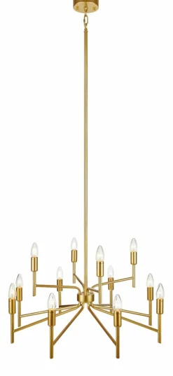 Store Okazały złoty żyrandol z odkrytymi żarówkami 108106 | Kaja Oświetlenie Żyrandole Nowoczesne