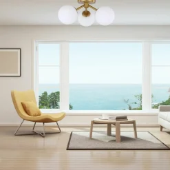 Outlet Okrągła lampa sufitowa z 3 białymi kloszami LP-002/3C DORADO | Kaja Żyrandole Nowoczesne