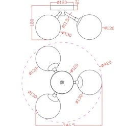 Outlet Okrągła lampa sufitowa z 3 białymi kloszami LP-002/3C DORADO | Kaja Żyrandole Nowoczesne