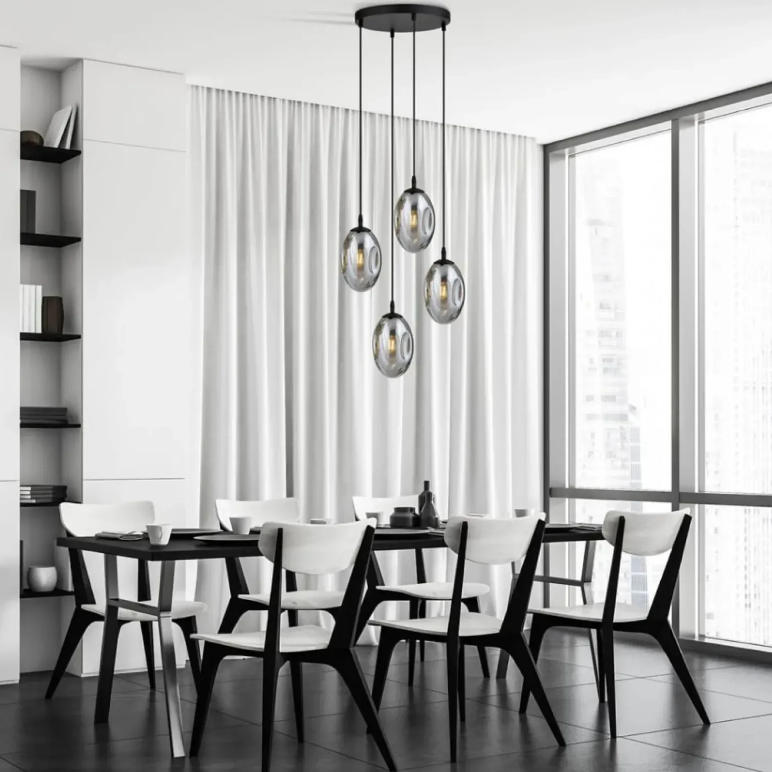 Best Sale Okrągła lampa sufitowa z regulowanymi zwisami 1266/4PREM - ASTRAL Żyrandole Nowoczesne