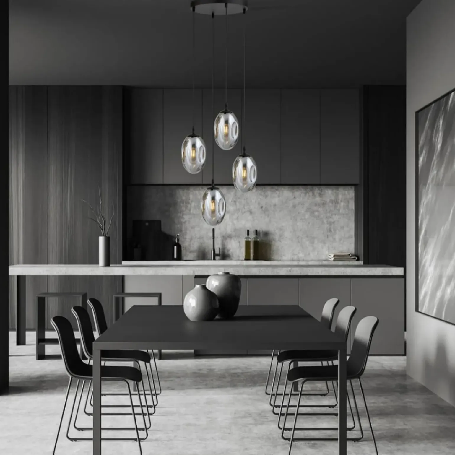 Best Sale Okrągła lampa sufitowa z regulowanymi zwisami 1266/4PREM - ASTRAL Żyrandole Nowoczesne