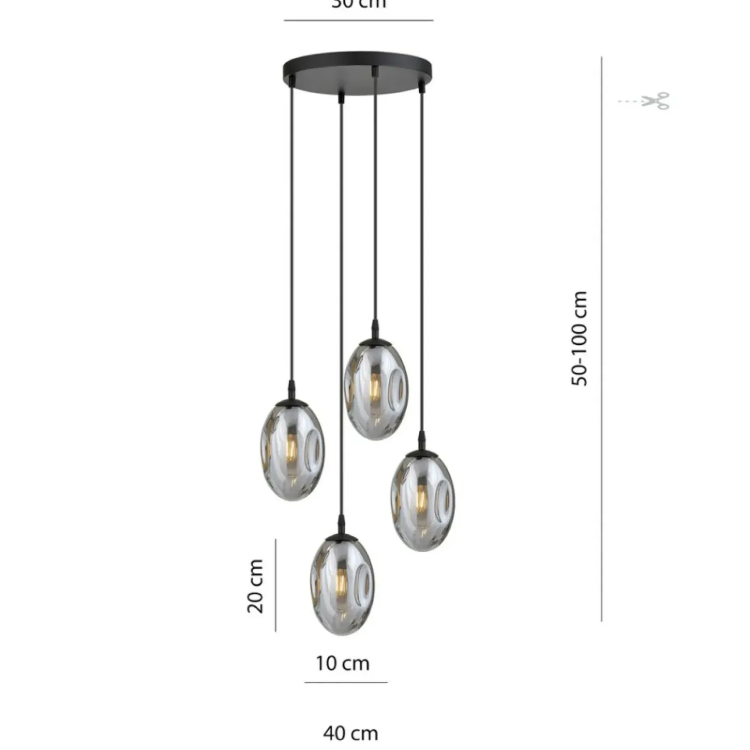 Best Sale Okrągła lampa sufitowa z regulowanymi zwisami 1266/4PREM - ASTRAL Żyrandole Nowoczesne