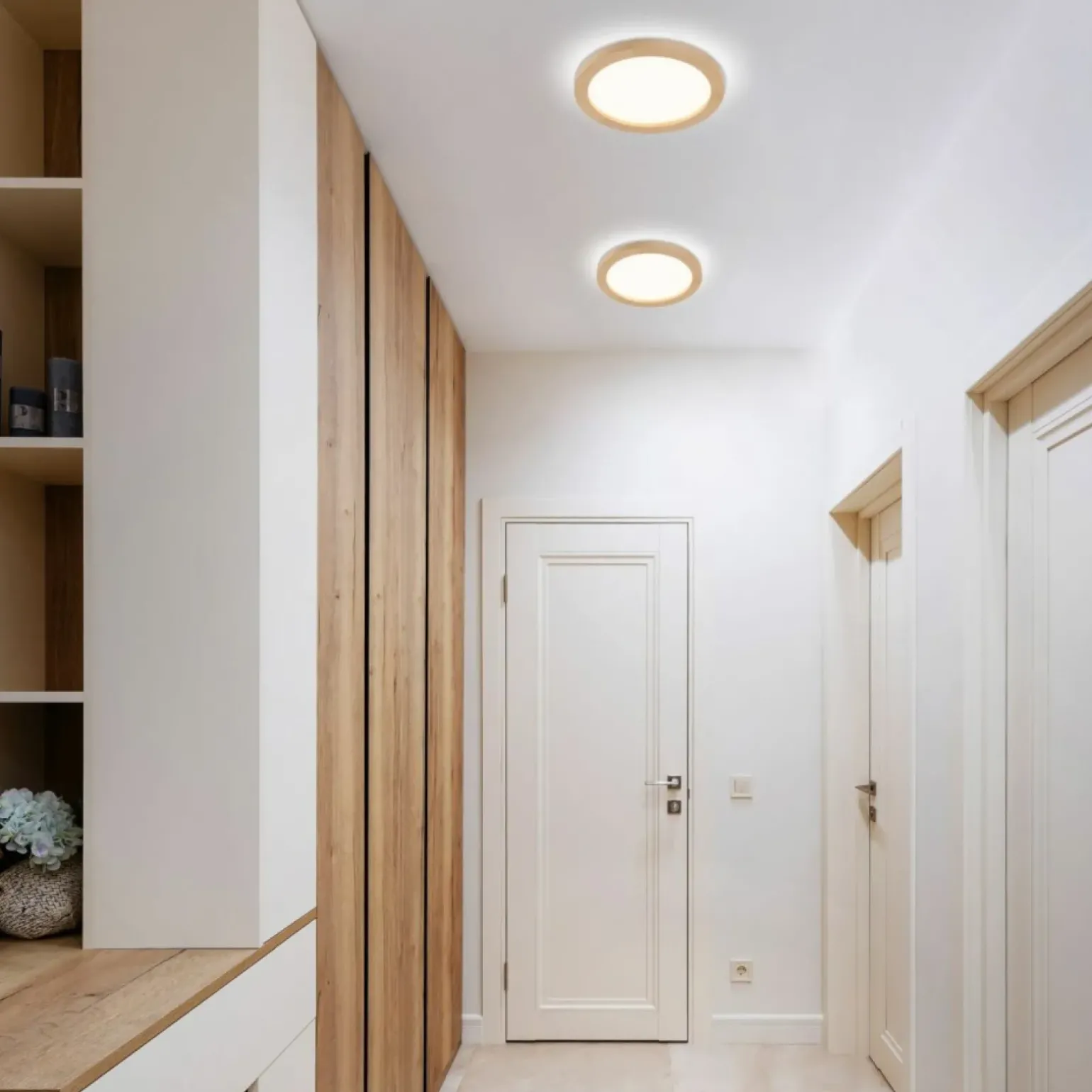 Sklep Kaja Okrągła, ledowa lampa sufitowa z drewna TK 18004 AQUA WOOD BUK | Kaja