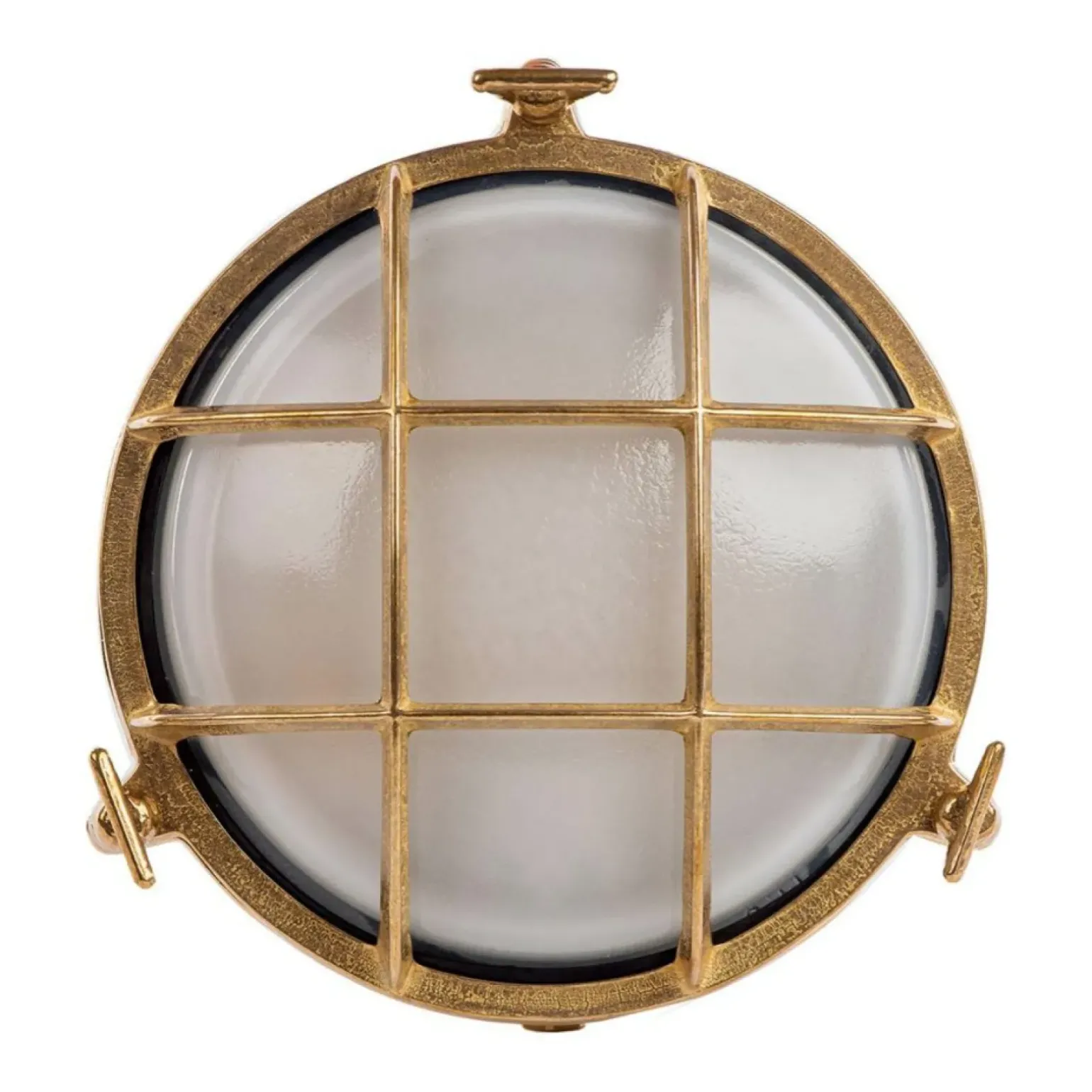 Sklep Kaja Okrągła, zewnętrzna lampa ścienna w kolorze mosiądzu A20Z z serii ALIVE