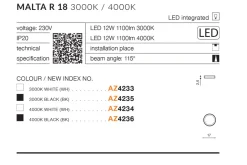 Sklep Kaja Okrągły klasyczny mały czarny plafon LED AZ4236 MALTA | Kaja