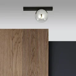 Sklep Kaja Okrągły, lustrzany klosz na czarnej podstawie 1122/1 FIT | Kaja