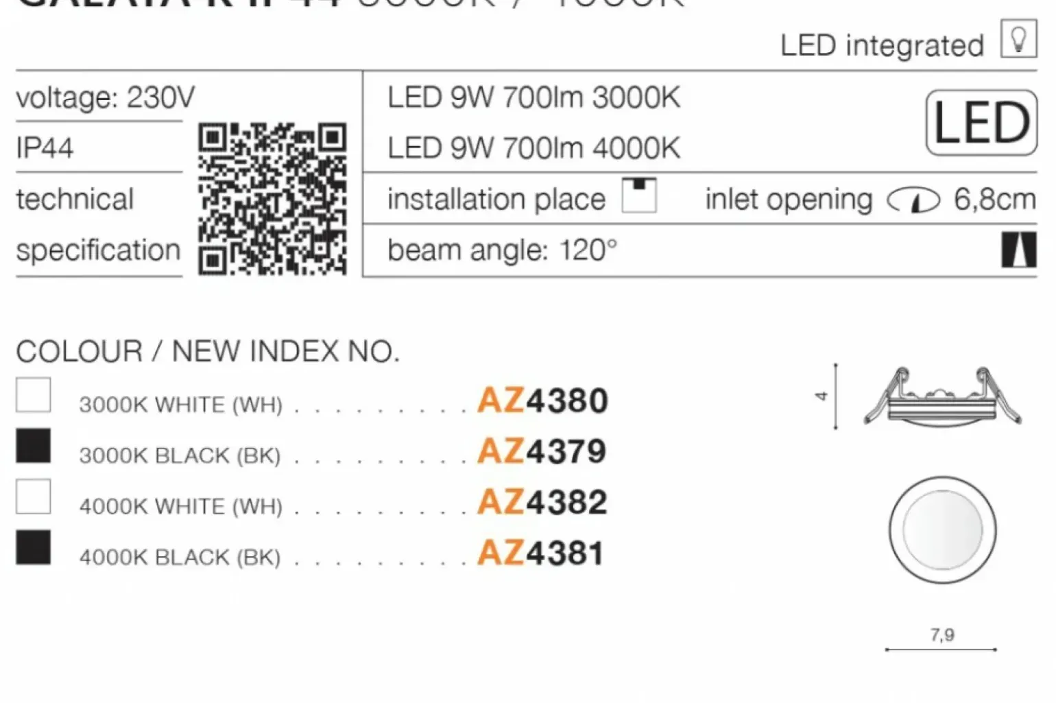 Sklep Kaja Oprawa podtynkowa oczko LED wpustowe AZ4379 GALATA | Kaja Oświetlenie