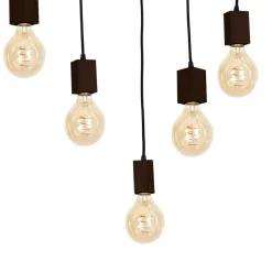 New Ozdobna, drewniana lampa wisząca na 5 żarówek MLP4361 z serii JACK | Kaja Oświet Żyrandole Nowoczesne